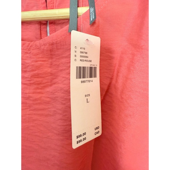 Anthropologie The‎ Della Pleated Waist Shell Top  Coral Red Coquette Large NWT - Picture 5 of 5